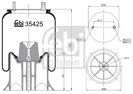 Coxim pneumático (suspensão de lâminas pneumática) do eixo 39425 Febi