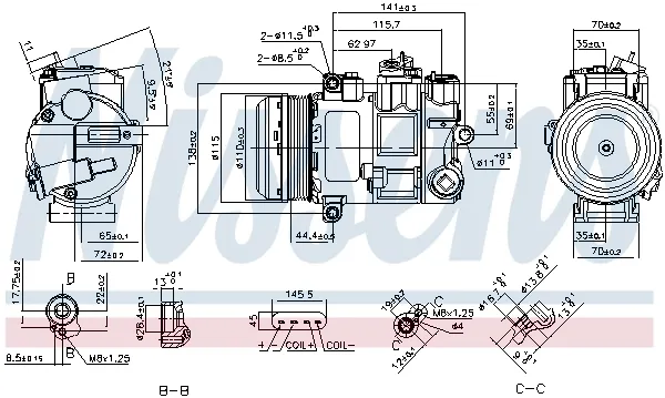 Compressor de aparelho de ar condicionado 890696 Nissens