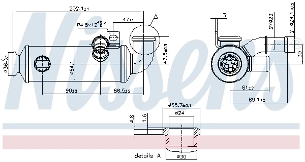 989274 Nissens radiador do sistema egr de recirculação dos gases de escape