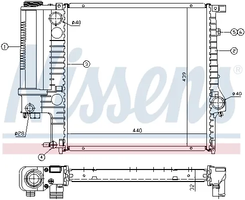 Radiador de esfriamento de motor 60623A Nissens