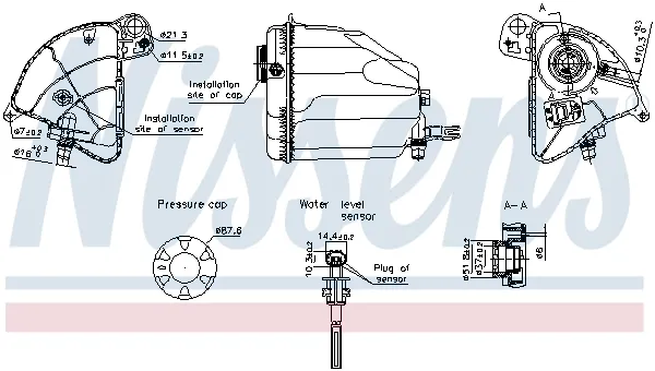 Tanque de expansão do sistema de esfriamento 996358 Nissens