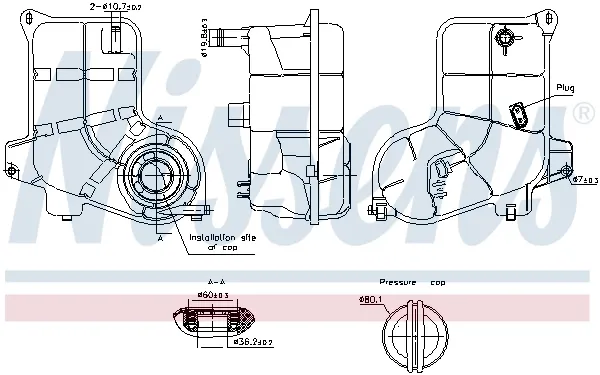 Tanque de expansão do sistema de esfriamento 996363 Nissens