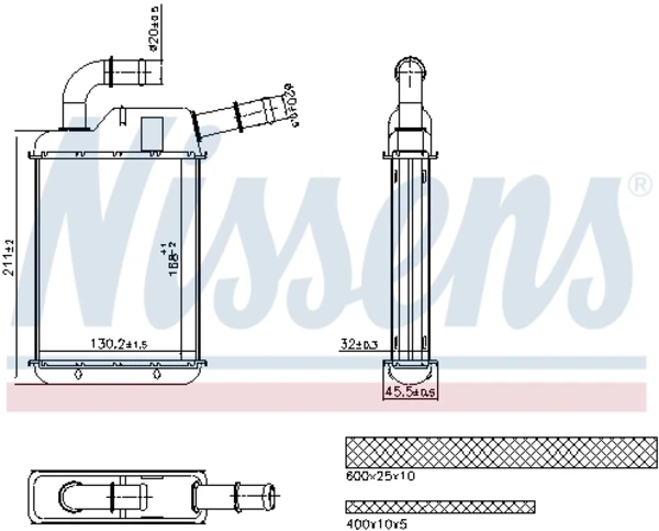 Radiador de forno (de aquecedor) para Volkswagen Transporter (7J)