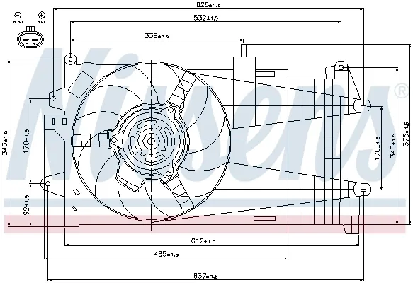 Difusor do radiador de esfriamento, montado com motor e roda de aletas Fiat/Alfa/Lancia 46745051 preço, a partir de 205,38 USD