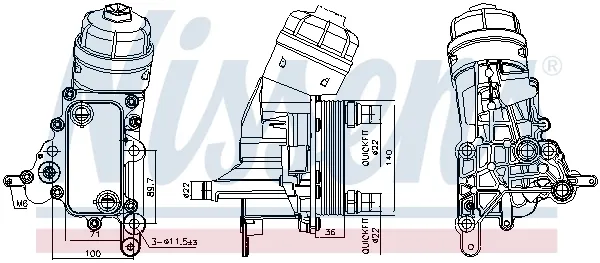 Radiador de óleo (frigorífico), debaixo de filtro 91343 Nissens
