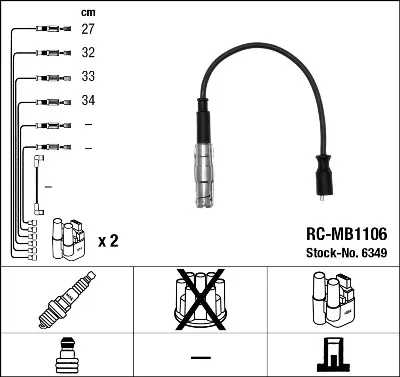 Fios de alta voltagem, kit 6349 NGK