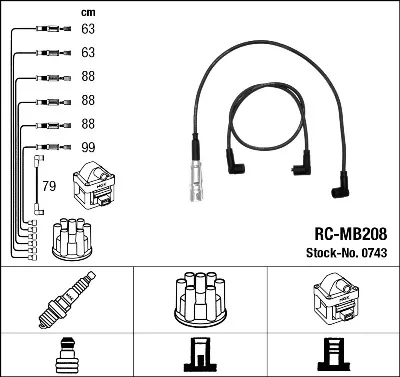 Fios de alta voltagem, kit 0743 NGK