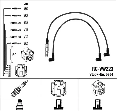 Fios de alta voltagem, kit 0954 NGK