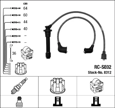 Fios de alta voltagem, kit 8312 NGK