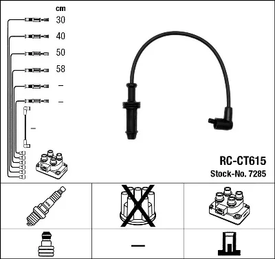 Fios de alta voltagem, kit Peugeot 205 2 20A, C