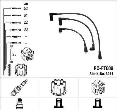 Fios de alta voltagem, kit 8211 NGK