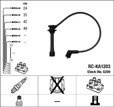 Fios de alta voltagem, kit 6209 NGK