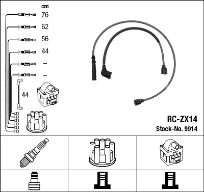 Fios de alta voltagem, kit 9914 NGK