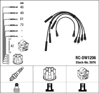 Fios de alta voltagem, kit 5976 NGK
