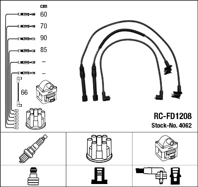 Fios de alta voltagem, kit 4062 NGK