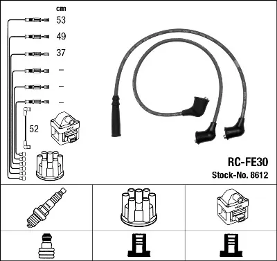 Fios de alta voltagem, kit 8612 NGK