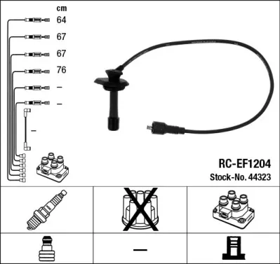 Fios de alta voltagem, kit 44323 NGK