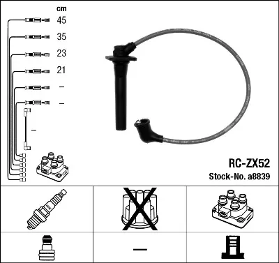 Fios de alta voltagem, kit 8839 NGK