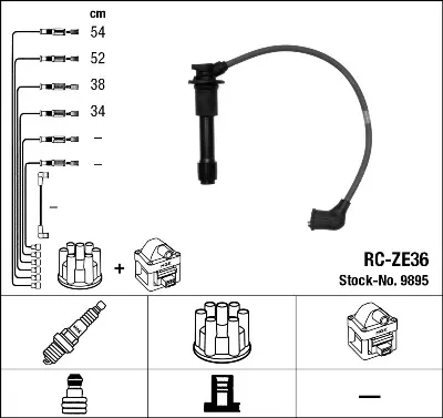 Fios de alta voltagem, kit 9895 NGK