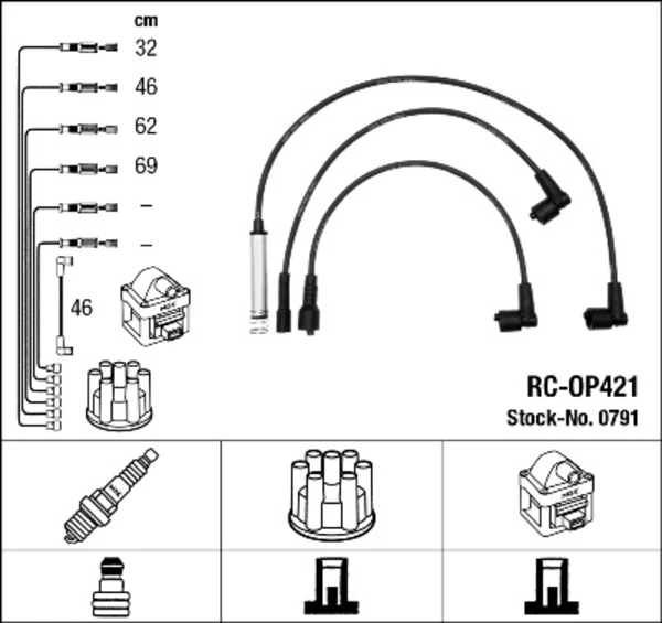 0791 NGK fios de alta voltagem, kit