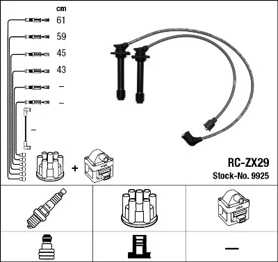 Fios de alta voltagem, kit 9925 NGK