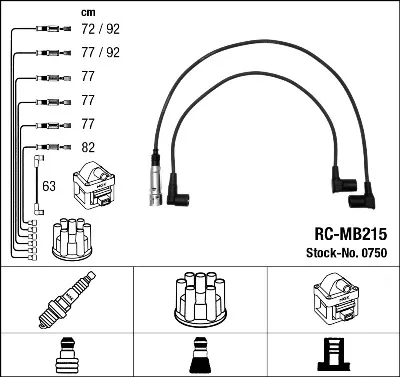Fios de alta voltagem, kit 0750 NGK