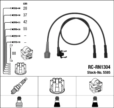 Fios de alta voltagem, kit 5595 NGK