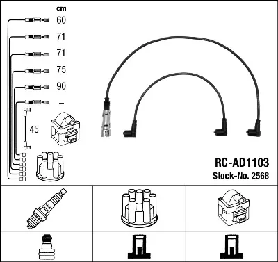 Fios de alta voltagem, kit 2568 NGK