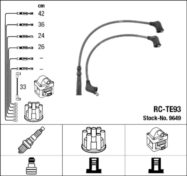 Fios de alta voltagem, kit 9649 NGK