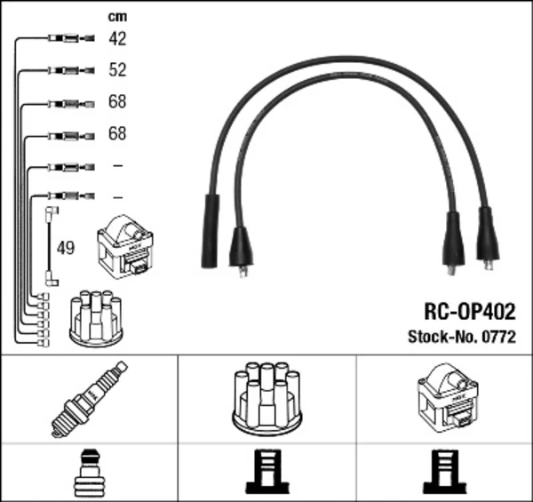 0772 NGK fios de alta voltagem, kit