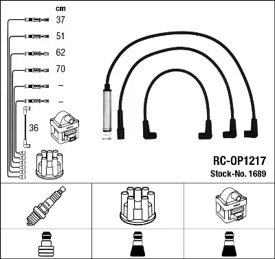 Fios de alta voltagem, kit 1689 NGK