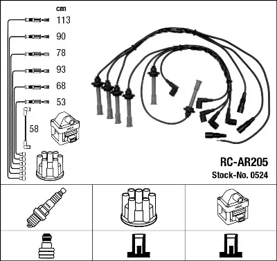 Fios de alta voltagem, kit 0524 NGK