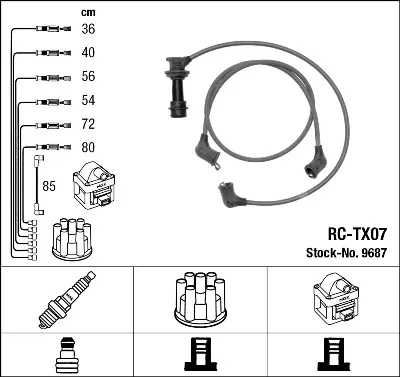 Fios de alta voltagem, kit 9687 NGK