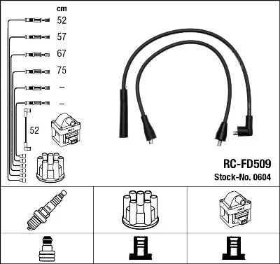 Fios de alta voltagem, kit 0604 NGK