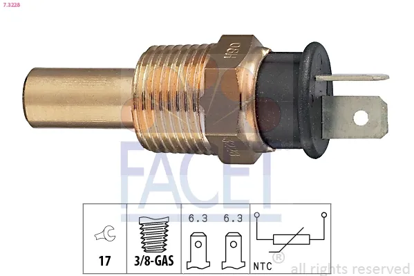 Sensor de temperatura do fluido de esfriamento 73228 Facet