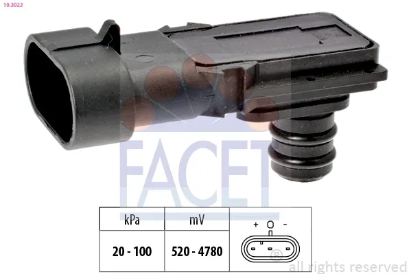 Sensor de pressão no coletor de admissão, MAP 103023 Facet