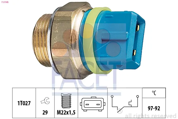 Sensor de temperatura do fluido de esfriamento (de ativação de ventilador do radiador) Citroen Xsara N1