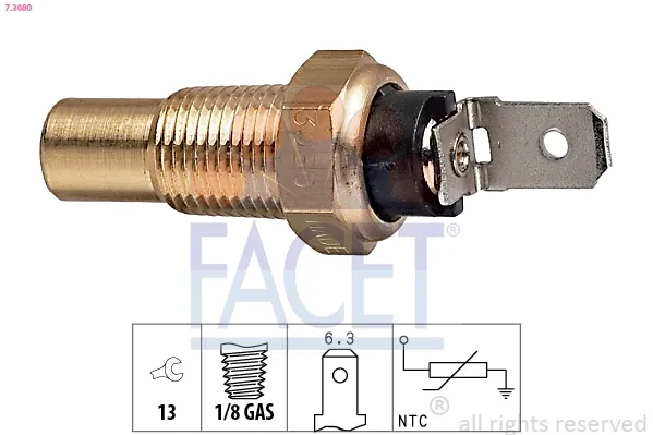 Sensor de temperatura do fluido de esfriamento 73080 Facet