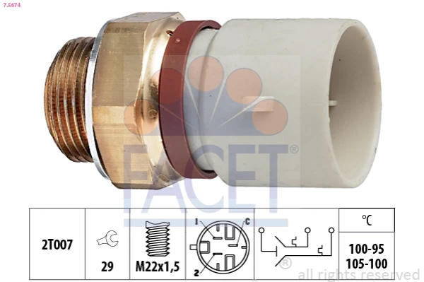 Sensor de temperatura do fluido de esfriamento (de ativação de ventilador do radiador) para Saab 9-3 (YS3F)