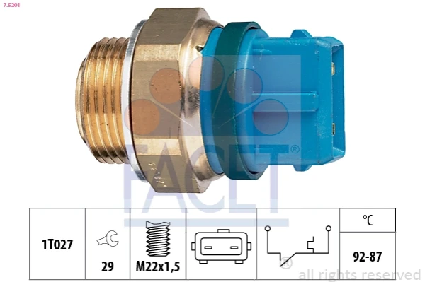Sensor de temperatura do fluido de esfriamento (de ativação de ventilador do radiador) para Peugeot Expert (VF3)