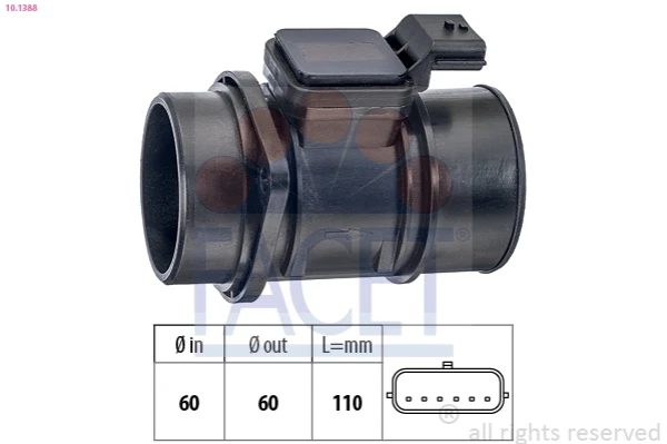 Sensor de fluxo (consumo) de ar, medidor de consumo M.A.F. - (Mass Airflow) para Dacia Logan 