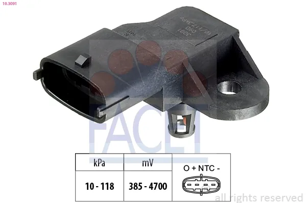 Sensor de pressão no coletor de admissão, MAP 103091 Facet