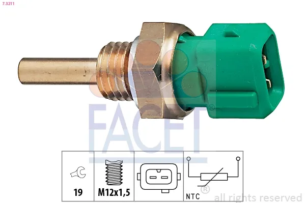Sensor de temperatura do fluido de esfriamento 73211 Facet