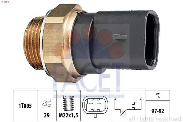Sensor de temperatura do fluido de esfriamento (de ativação de ventilador do radiador) para Fiat Palio  178DX
