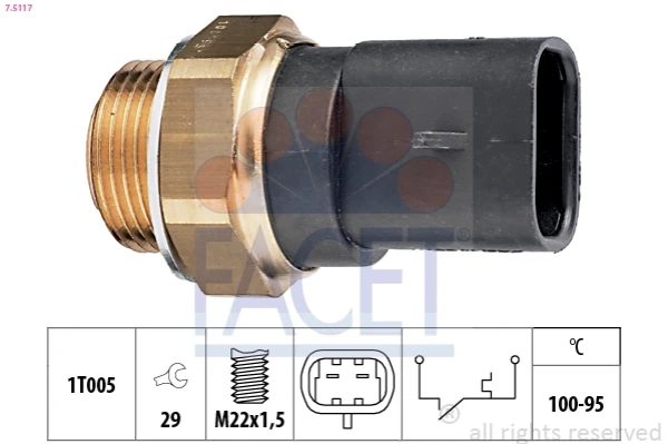 Sensor de temperatura do fluido de esfriamento (de ativação de ventilador do radiador) para Opel Omega (16, 17, 19)