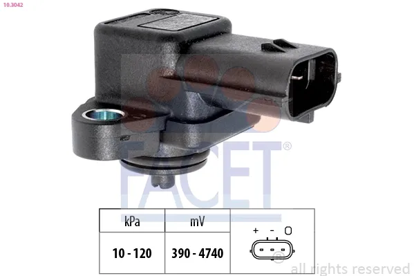 Sensor de pressão no coletor de admissão, MAP 103042 Facet
