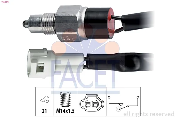 Sensor de ativação das luzes de marcha à ré 76119 Facet