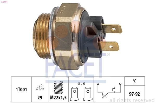 Sensor de temperatura do fluido de esfriamento (de ativação de ventilador do radiador) para Peugeot 205 (741A, C)