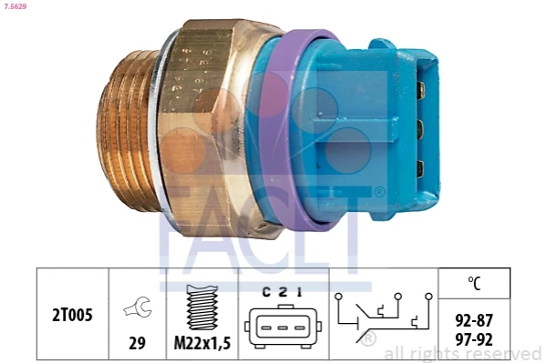 Sensor de temperatura do fluido de esfriamento (de ativação de ventilador do radiador) para Peugeot 605 (6B)