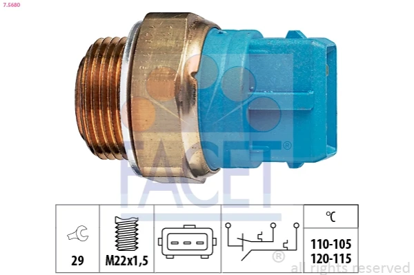 Sensor de temperatura do fluido de esfriamento (de ativação de ventilador do radiador) para Opel Zafira (F75)